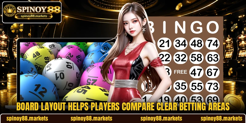 Board layout helps players compare clear betting areas Board layout helps players compare clear betting areas