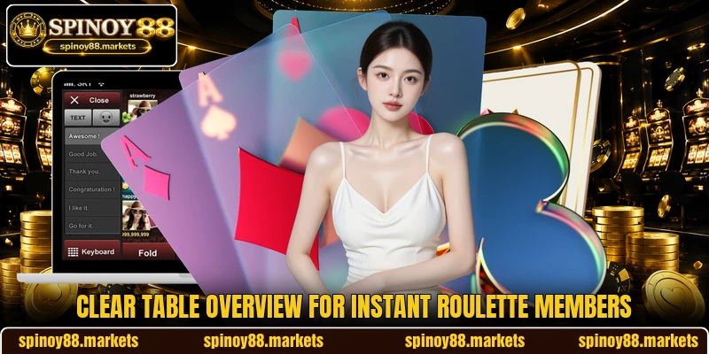 Clear table overview for Instant Roulette members Clear table overview for Instant Roulette members