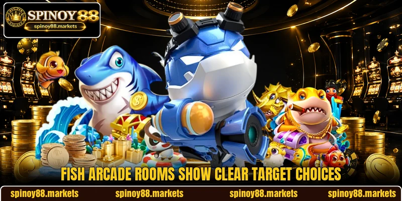 Fish arcade rooms show clear target choices Fish arcade rooms show clear target choices