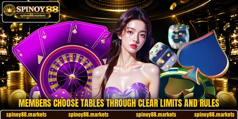 Members choose tables through clear limits and rules Members choose tables through clear limits and rules