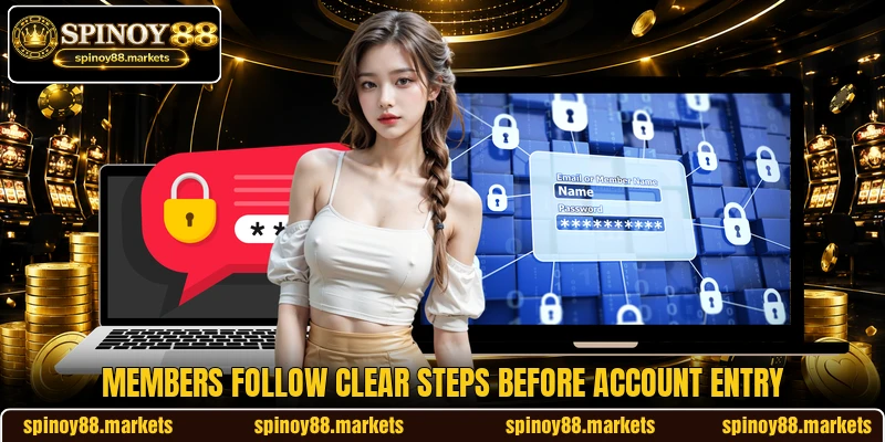 Members follow clear steps before account entry Members follow clear steps before account entry