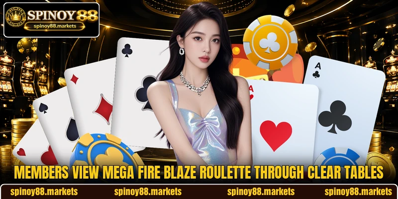 Members view Mega Fire Blaze Roulette through clear tables Members view Mega Fire Blaze Roulette through clear tables