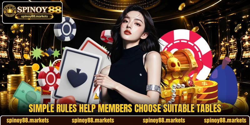 Simple rules help members choose suitable tables Simple rules help members choose suitable tables