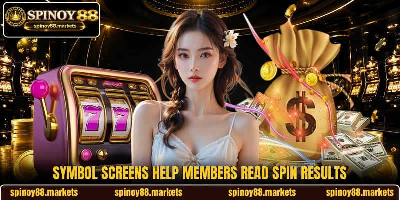 Symbol screens help members read spin results Symbol screens help members read spin results